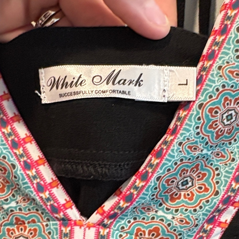 White Mark Black Midi Dress with Colorful Embroidery - Picture 2 of 9